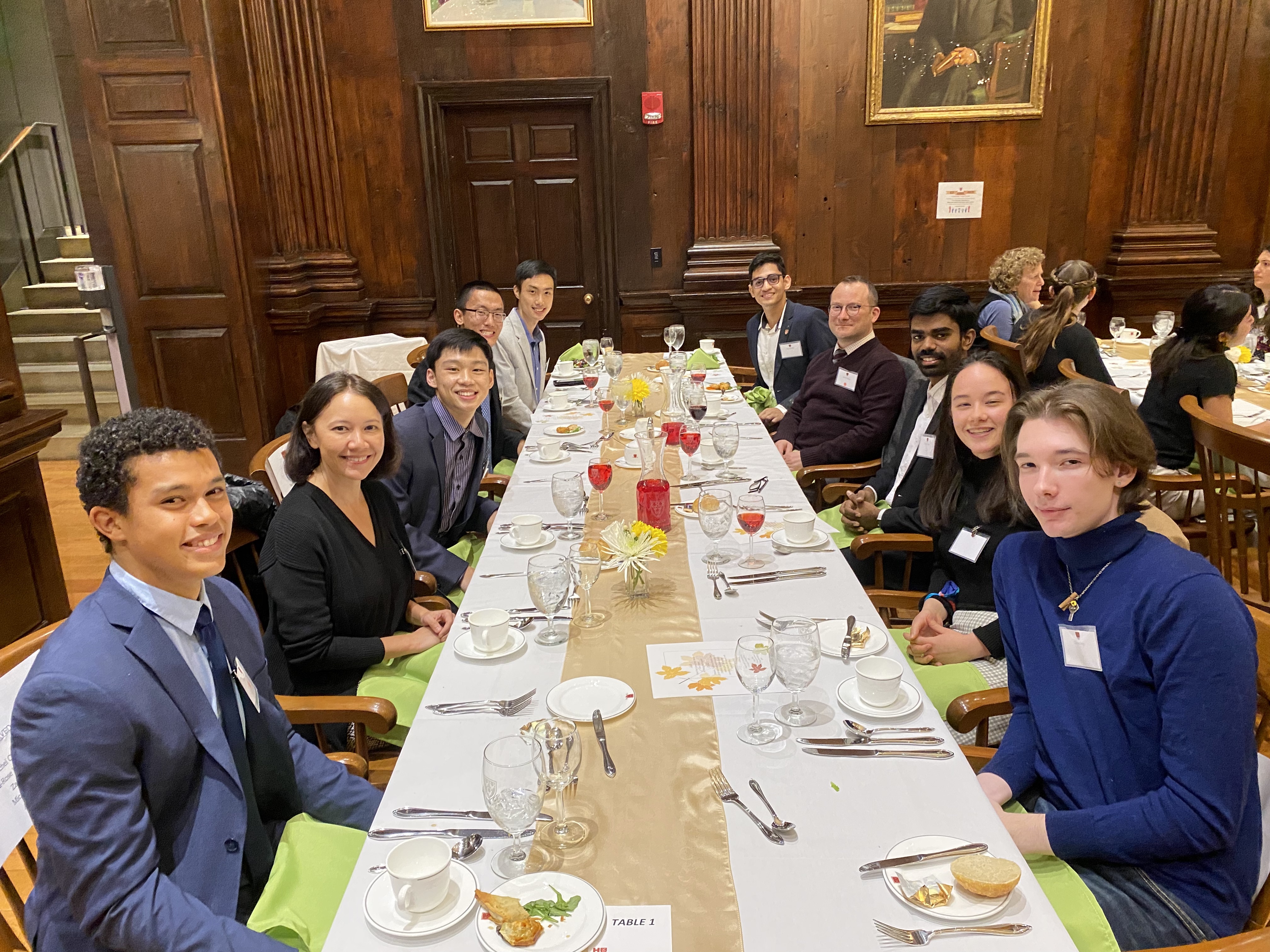 Dunster students and their guests enjoy the Student Faculty Dinner in the Fall of 2021.